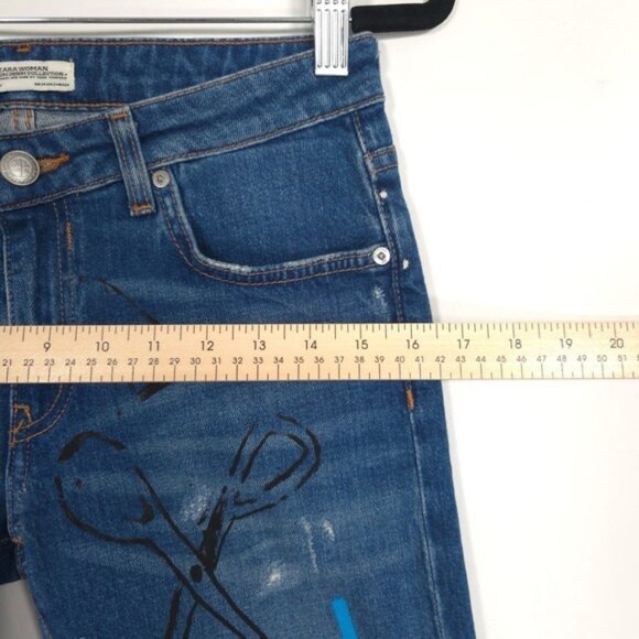 ZARA WOMAN DENIM PREMIUM COLLECTION Graffiti Size 2 RARE Blue Jeans 9863/265 - Picture 5 of 12